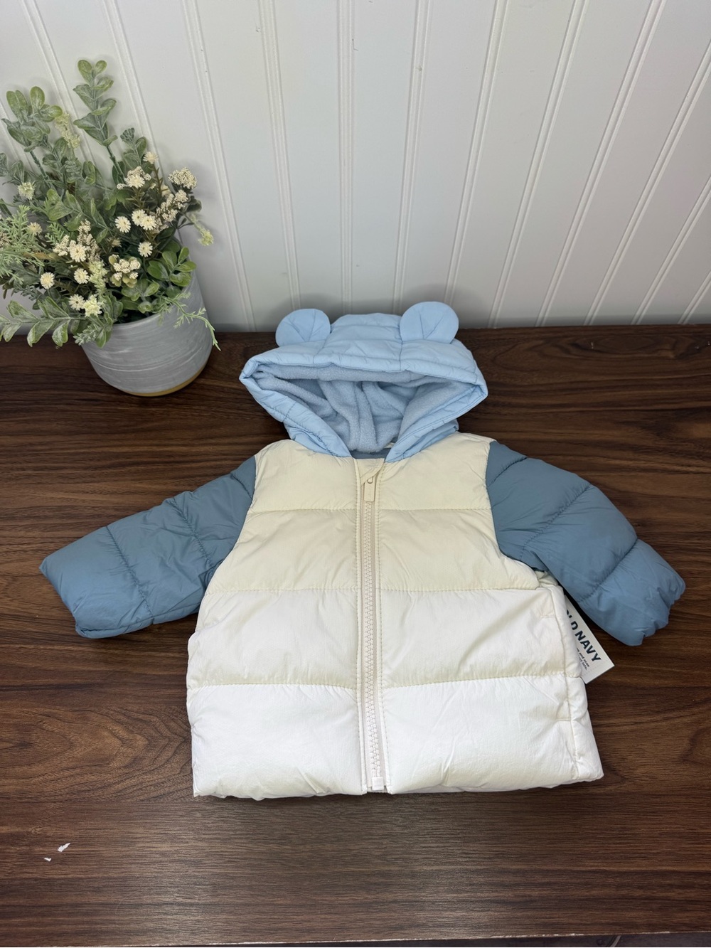 Old Navy Baby Winter Hooded Critter Puffer Jacket Water Resistant 0 to 3 Months
